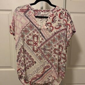Maurices Pink and White Paisley Blouse
